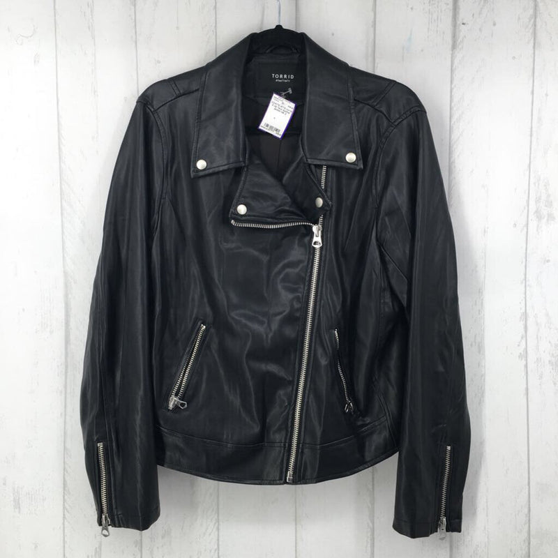 2 zip faux leather jacket