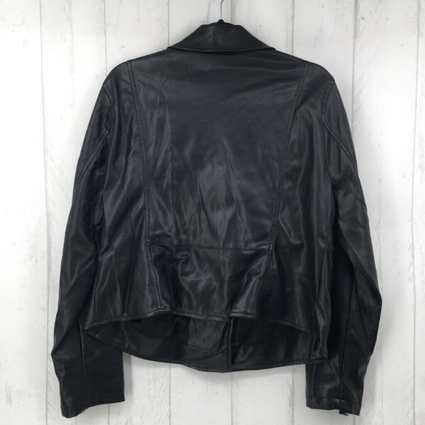 2 zip faux leather jacket