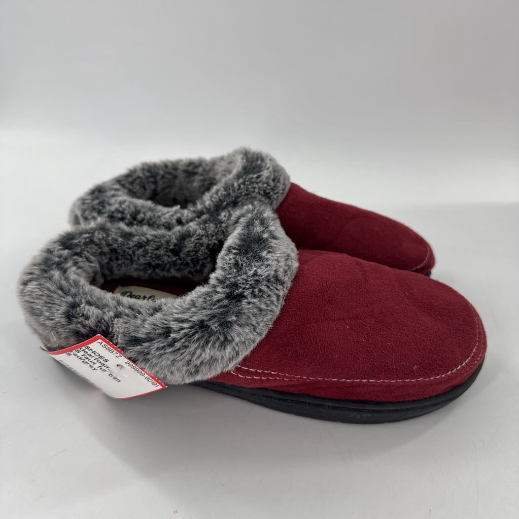 S faux fur trim slippers