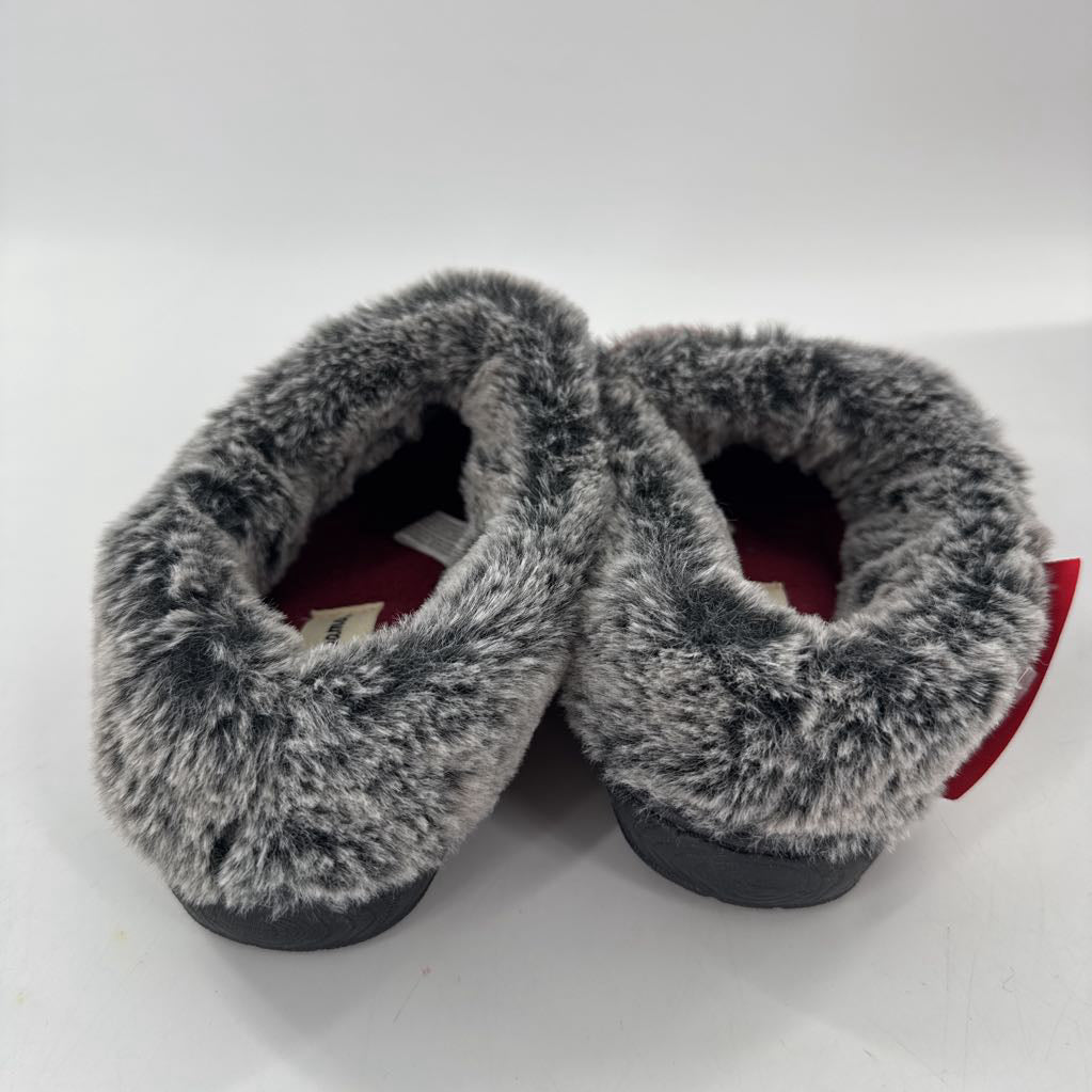 S faux fur trim slippers