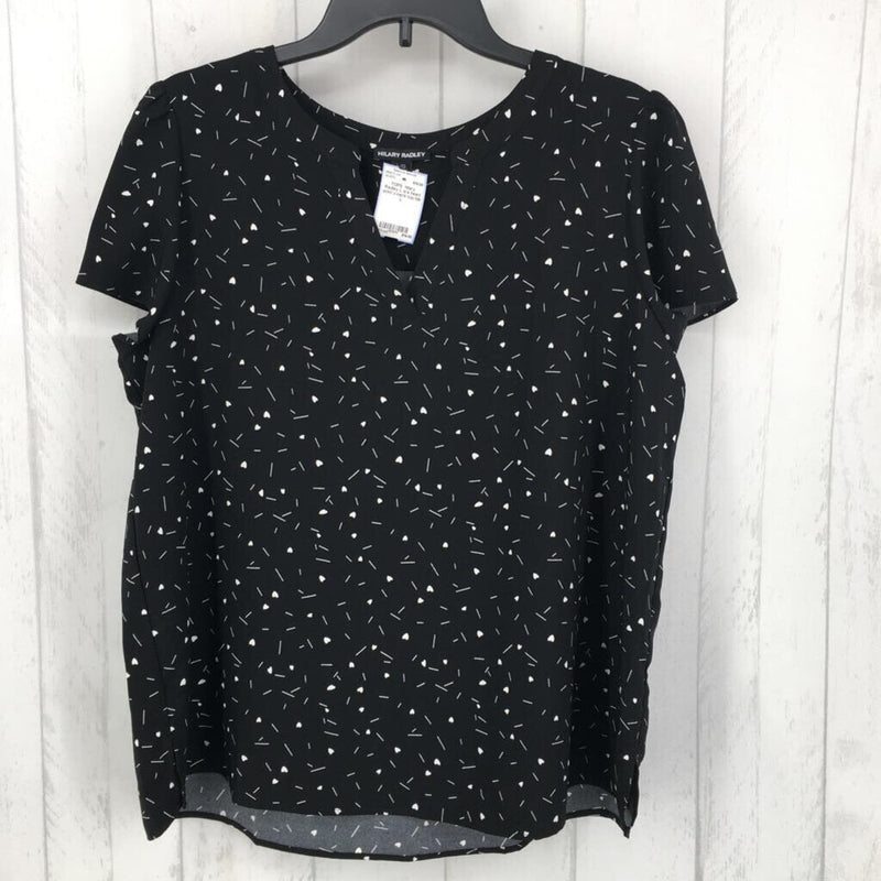 L s/s heart print v-neck top