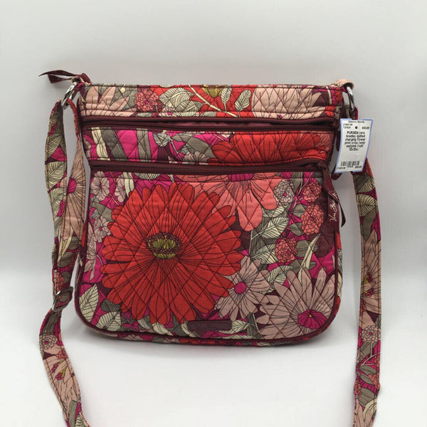 quilted charging flower print crossbody