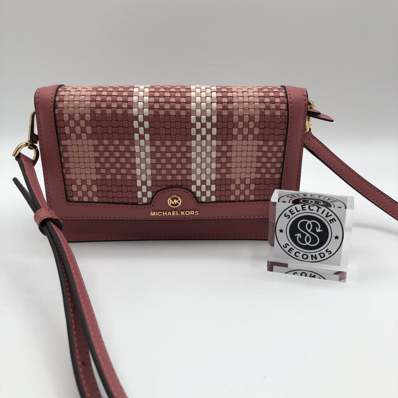 Leather woven jet set crossbody