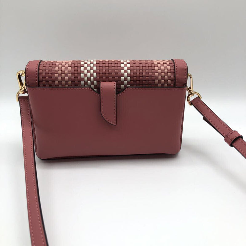 Leather woven jet set crossbody