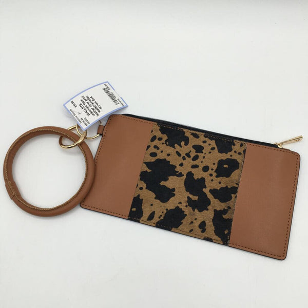 faux leather cow print wallet/wristlet