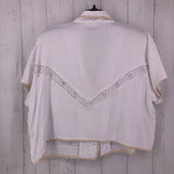 M Gauze lace trim button down S/S