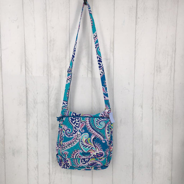 2pc paisley flap messenger crossbody w/ cosmetic bag