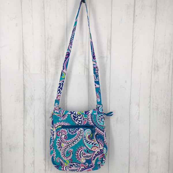 2pc paisley flap messenger crossbody w/ cosmetic bag