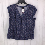 1X V neck flo print flutter slv