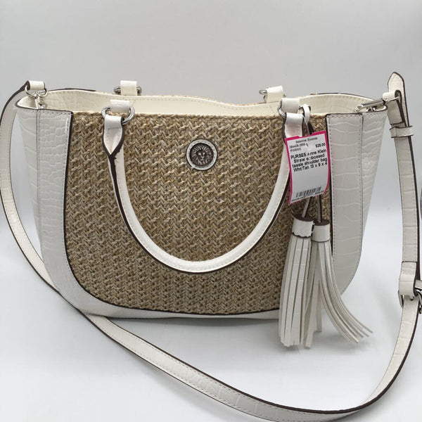 Straw embossed tassle shoulder bag