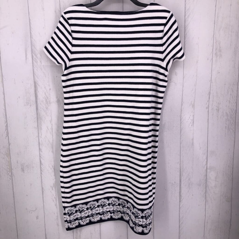 L Striped lace hem S/S