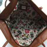 Soft leather floral lining double strap