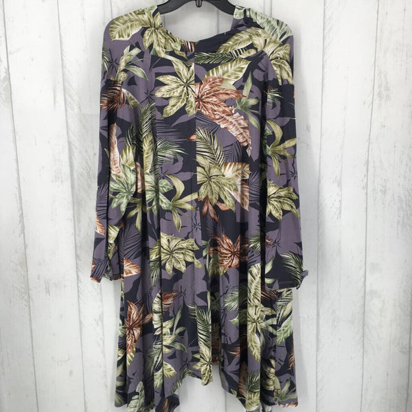 22/24 V neck tropical print 3/4 slv