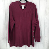 18/20 (L) Textured V neck side buttoned L/S