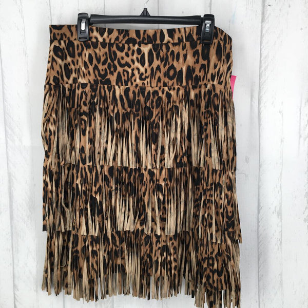 2 (L) Animal print fringe skirt