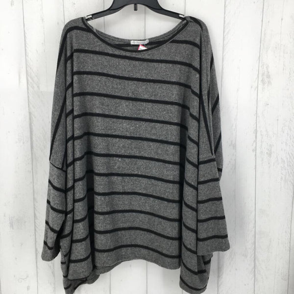 R44 3X Striped dolman slv sweater