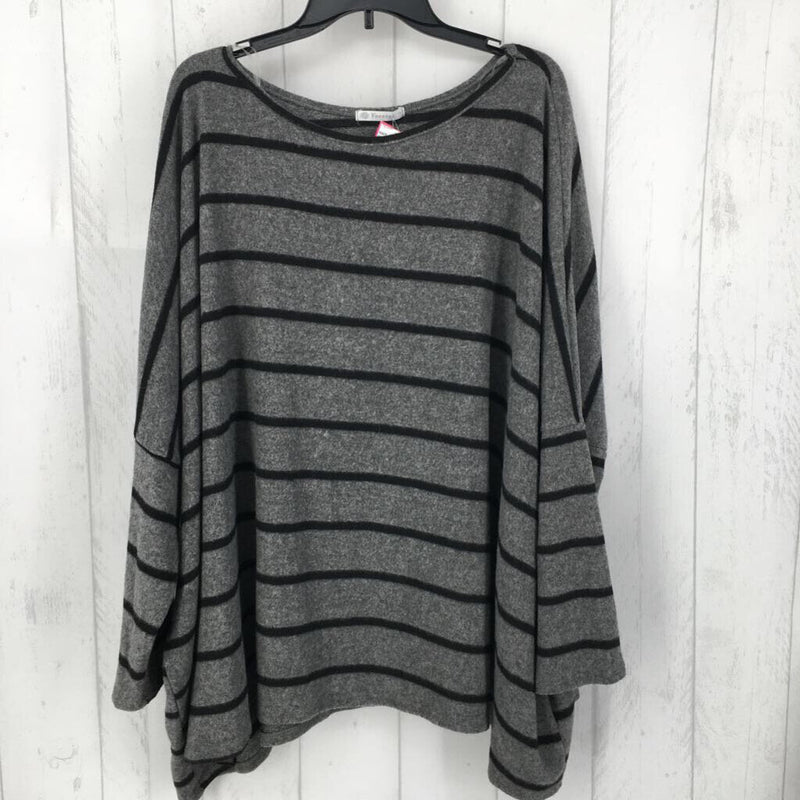 R44 3X Striped dolman slv sweater