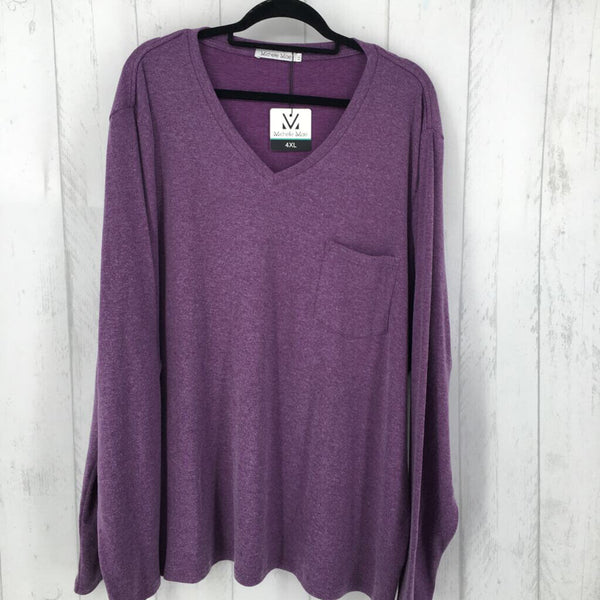 4XL V-neck l/s pocket tee