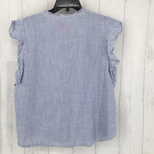 M/L Striped ruffle slv v-neck