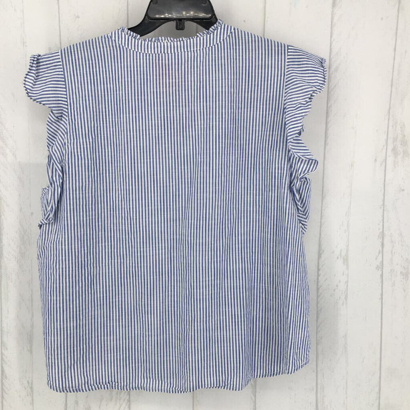 M/L Striped ruffle slv v-neck