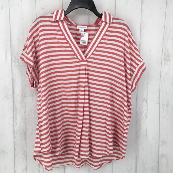 XL Striped v-neck tab slv