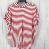 XL Striped v-neck tab slv