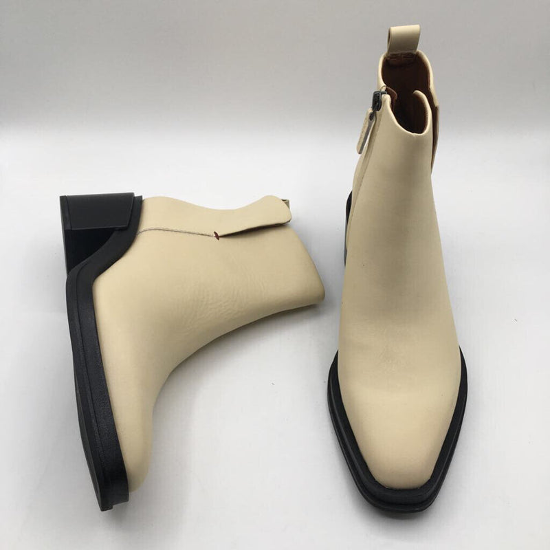 9 chunky heel side zip ankle boots