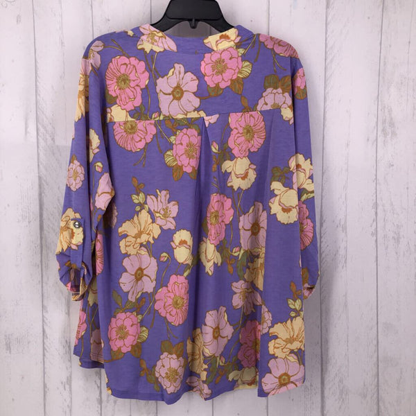 NWT XL tab slv v-neck floral top