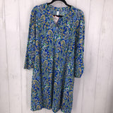 NWT 3x tab slv paisley v-neck dress