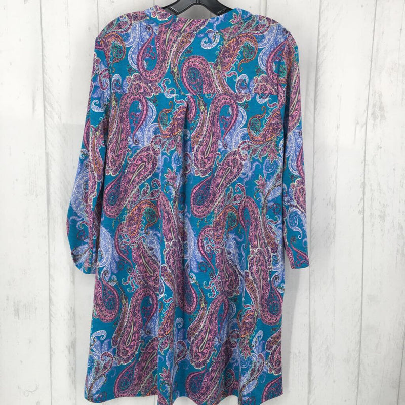 NWT M tab slv paisley v-neck dress