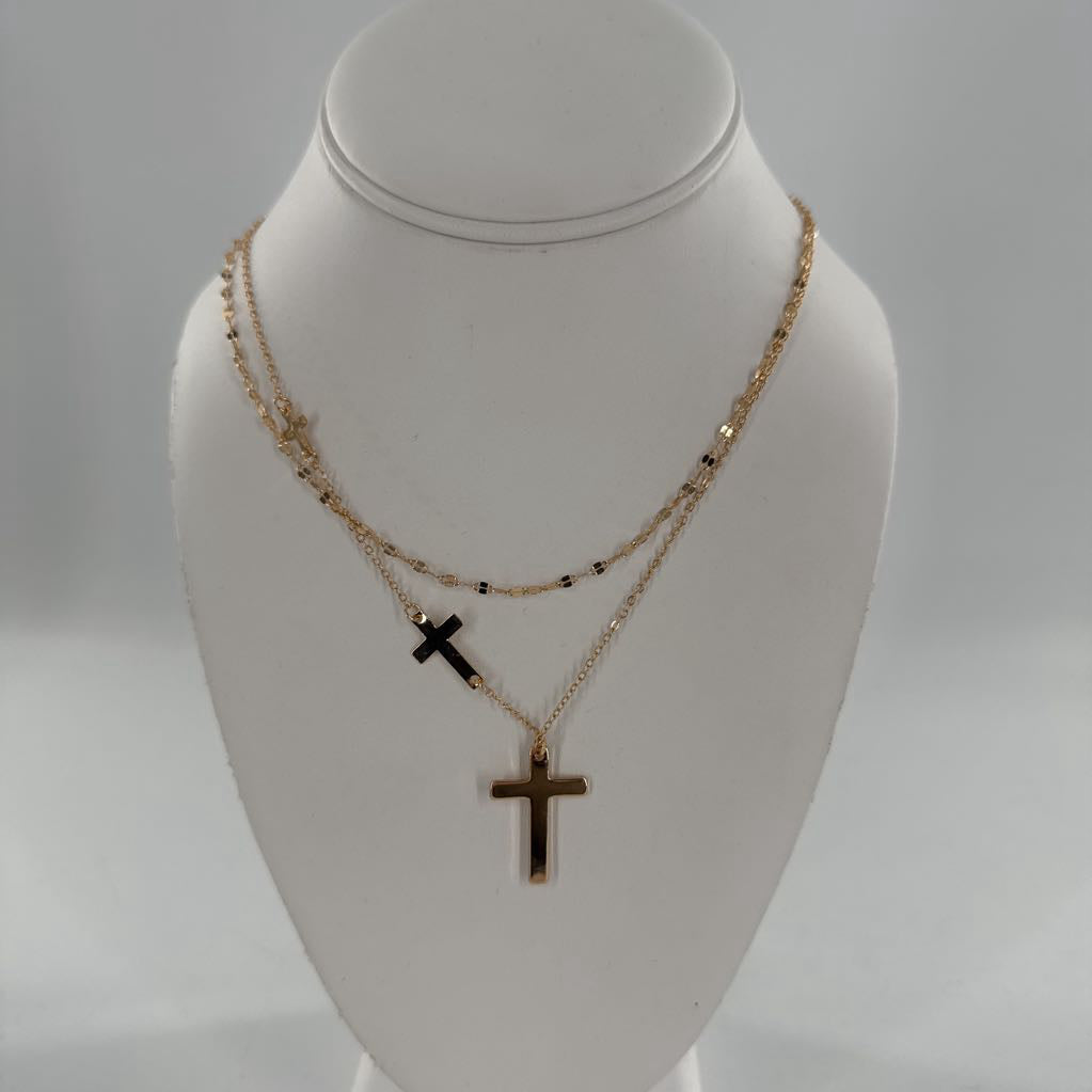 gold cross necklace w earrings