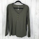 PXXL V-neck 1/2 button down L/S top