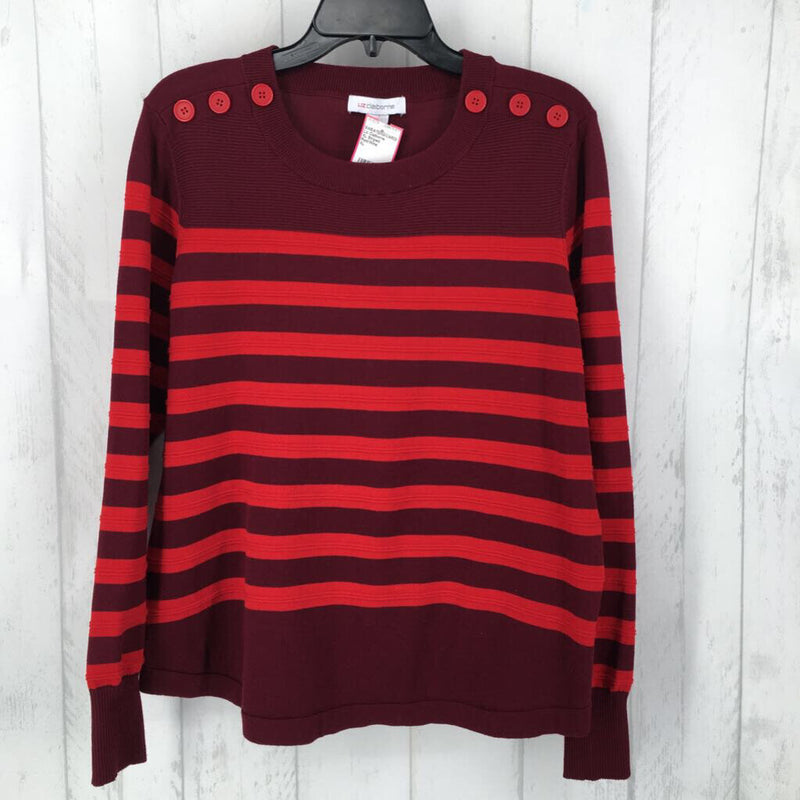 XL Striped w/button detail l/s