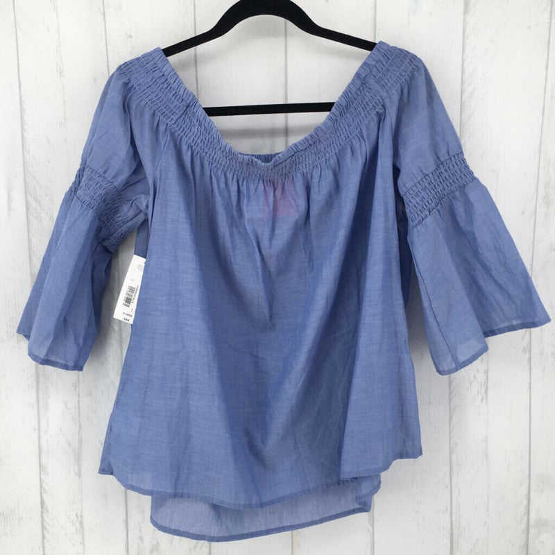 R44 XL Smocked off shoulder bell slv top