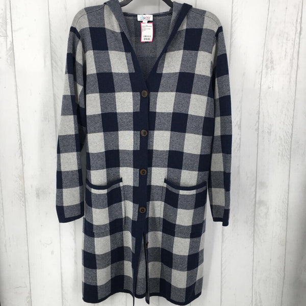 XL Long hooded plaid button down