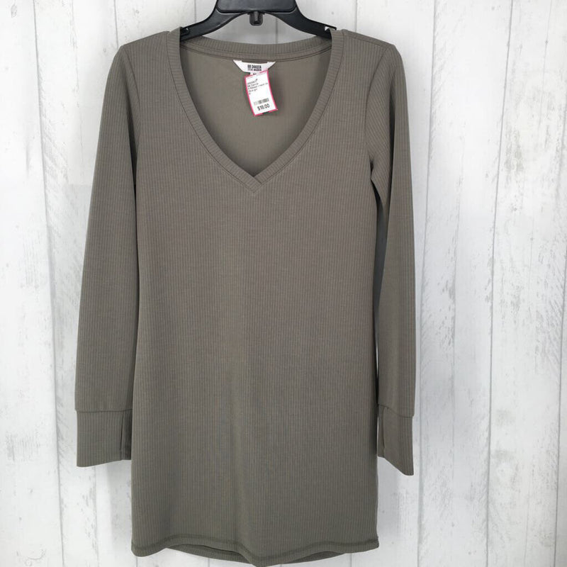 M Ribbed v-neck l/s