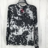 L l/s cow print sheer top