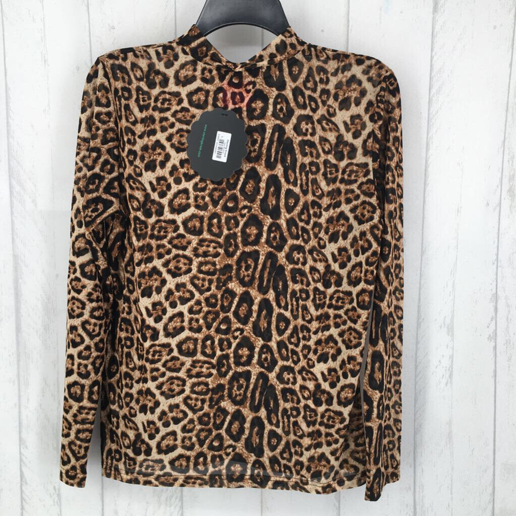 L l/s animal print sheer top