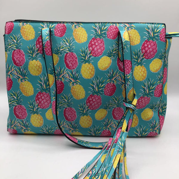 2pc pineapple tote w/ zip around wallet