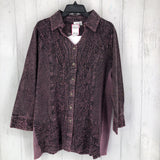 R92 XL 3/4slv embroidered button shirt