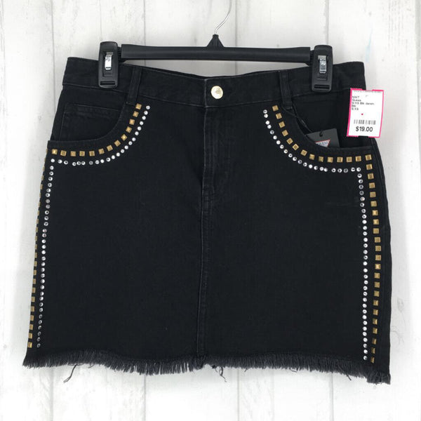 S/XS Blk denim skirt w/strass