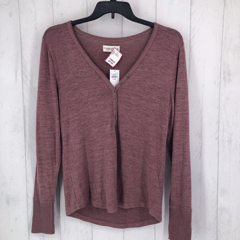 R35 XL Marled v-neck 1/button l/s