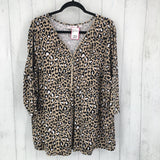 2X Animal print 1/2 zip 3/4 slv