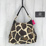 2pc vintage giraffe print hobo shoulder bag w/ tri-fold wallet