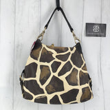 2pc vintage giraffe print hobo shoulder bag w/ tri-fold wallet