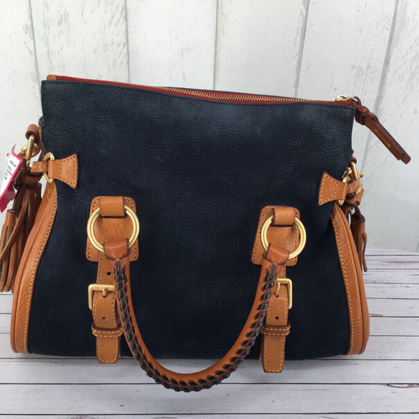 tassel buckle zip top satchel