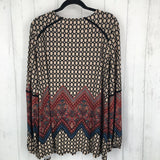 3X Printed V-neck l/s