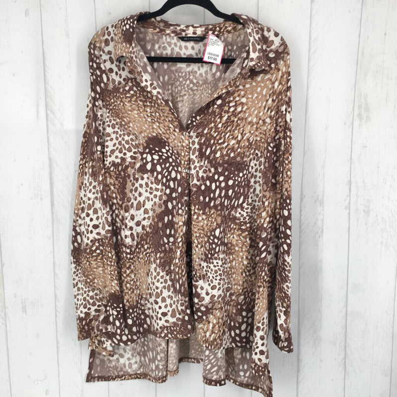 3X Animal print button down l/s