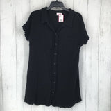 M Gauze button up ruffle slv