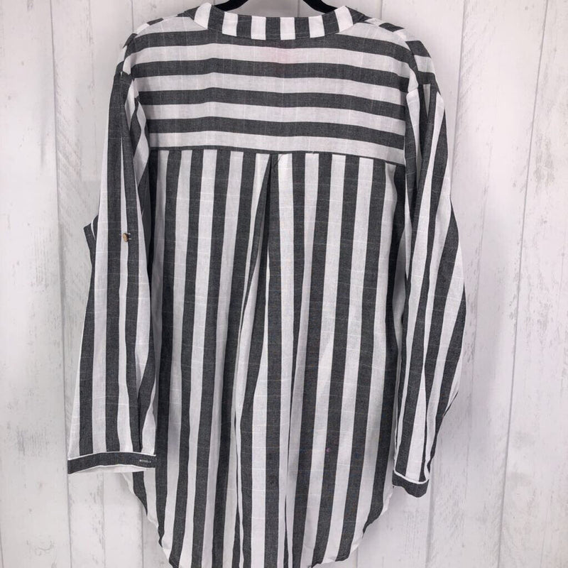 2X Striped button down tunic tab slv